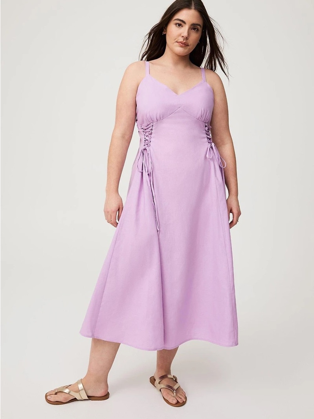torrid Lilac Lace-Up Midi Dress